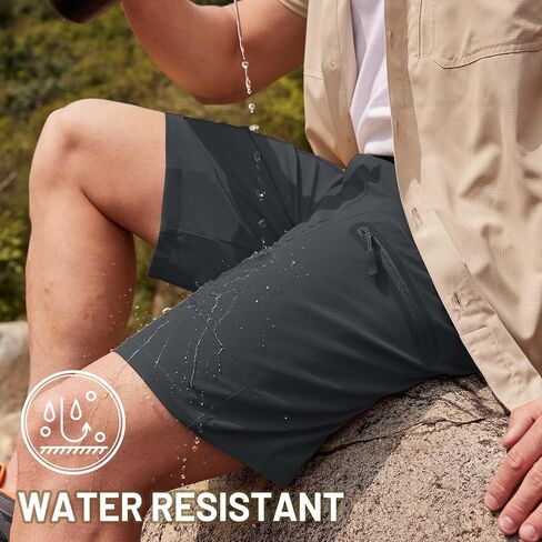 TACVASEN Men's Hiking Cargo Shorts 10" with Zipper Pockets Men's Tactical Shorts Stretch Waist Casual Shorts Golf Outdoor in Kuwait