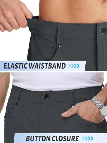 TACVASEN Men's Hiking Cargo Shorts 10" with Zipper Pockets Men's Tactical Shorts Stretch Waist Casual Shorts Golf Outdoor in Kuwait