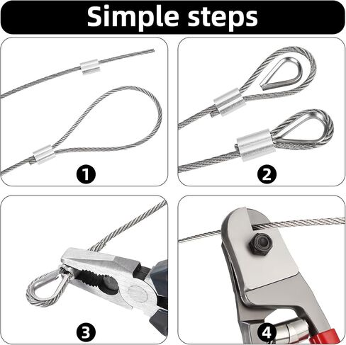 1/8 Stainless Steel Cable, 150FT 1/8 Inch Wire Rope, 7x7 Strand Cable Wire 1800lbs Breaking Strength, for Aircraft Cable, Deck Railing, String Light and Yard Zipline, with Tool Set, Silver in Saudi Arabia