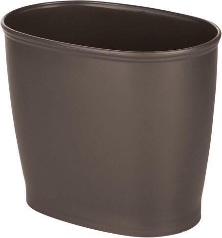 mDesign Plastic Oval Small 2.25 Gallon/8.5 Liter Trash Can Wastebasket, Garbage Container Bin for Bathroom, Kitchen, Office, Dorm - Holds Waste, Refuse, Recycling, Hyde Collection, Dark Brown in Kuwait