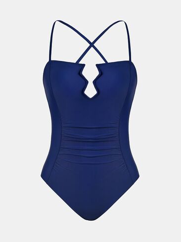 CUPSHE Women's One Piece Bathing Suit Ruched Swimsuit Square Neck Crisscross Back Self Tie W Wire in Saudi Arabia