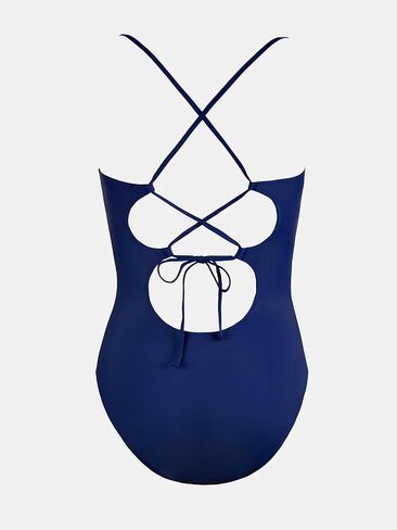 CUPSHE Women's One Piece Bathing Suit Ruched Swimsuit Square Neck Crisscross Back Self Tie W Wire in Saudi Arabia