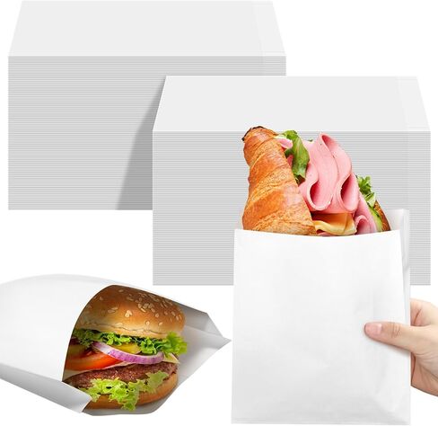 SATINIOR 1000 pack Paper Sandwich Bags Wet Wax Paper Bags 7 x 6 x 1 Inch Glassine Bags Grease Resistant White Paper Bags Semi Translucent Bags for Bakery Cookies Candy Snacks French Fries in Kuwait
