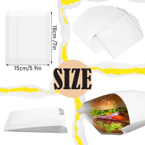 SATINIOR 1000 pack Paper Sandwich Bags Wet Wax Paper Bags 7 x 6 x 1 Inch Glassine Bags Grease Resistant White Paper Bags Semi Translucent Bags for Bakery Cookies Candy Snacks French Fries in Kuwait