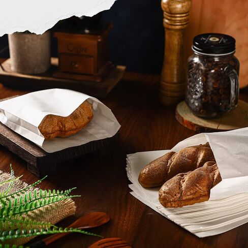 SATINIOR 1000 pack Paper Sandwich Bags Wet Wax Paper Bags 7 x 6 x 1 Inch Glassine Bags Grease Resistant White Paper Bags Semi Translucent Bags for Bakery Cookies Candy Snacks French Fries in Kuwait