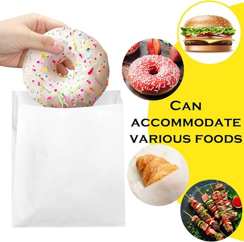 SATINIOR 1000 pack Paper Sandwich Bags Wet Wax Paper Bags 7 x 6 x 1 Inch Glassine Bags Grease Resistant White Paper Bags Semi Translucent Bags for Bakery Cookies Candy Snacks French Fries in Kuwait
