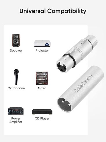 CableCreation [5-Pair XLR Female to Female & XLR Male to Male 3PIN Adapter Connector Compatible Microphone,Mixer,Silver in Kuwait