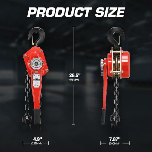 DNA MOTORING Lever Block Chain Hoist 2T/4400lbs 5ft/1.5M Chain Hoist Alloy Steel G80 Chain Ratchet Lever Hoist with Hook for Garages Warehouse Automotive Machinery and Single Chain,TOOLS-00670 in Saudi Arabia