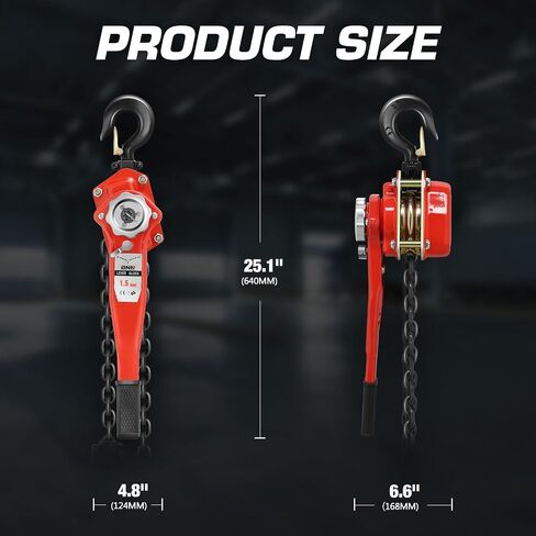 DNA MOTORING Lever Block Chain Hoist 2T/4400lbs 5ft/1.5M Chain Hoist Alloy Steel G80 Chain Ratchet Lever Hoist with Hook for Garages Warehouse Automotive Machinery and Single Chain,TOOLS-00670 in Saudi Arabia