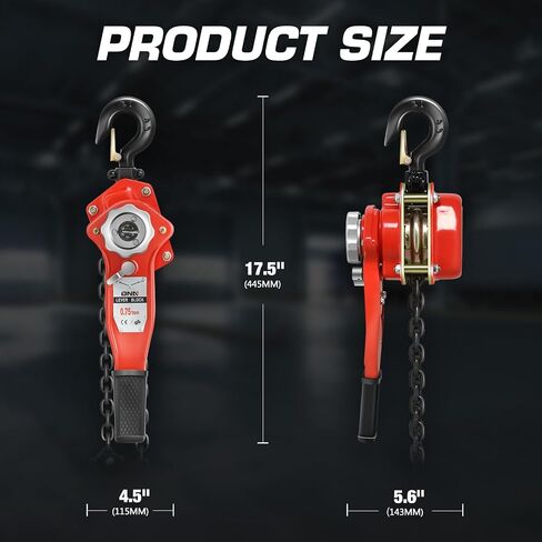DNA MOTORING Lever Block Chain Hoist 2T/4400lbs 5ft/1.5M Chain Hoist Alloy Steel G80 Chain Ratchet Lever Hoist with Hook for Garages Warehouse Automotive Machinery and Single Chain,TOOLS-00670 in Saudi Arabia