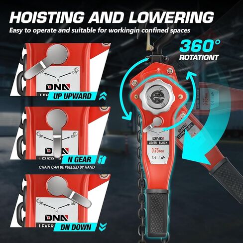 DNA MOTORING Lever Block Chain Hoist 2T/4400lbs 5ft/1.5M Chain Hoist Alloy Steel G80 Chain Ratchet Lever Hoist with Hook for Garages Warehouse Automotive Machinery and Single Chain,TOOLS-00670 in Saudi Arabia