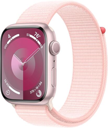 Apple Watch Series 9 [GPS 45mm] هيكل من الألومنيوم منتصف الليل مع حزام رياضي منتصف الليل، S/M (متجدد) in Kuwait