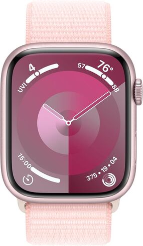 Apple Watch Series 9 [GPS 45mm] هيكل من الألومنيوم منتصف الليل مع حزام رياضي منتصف الليل، S/M (متجدد) in Kuwait