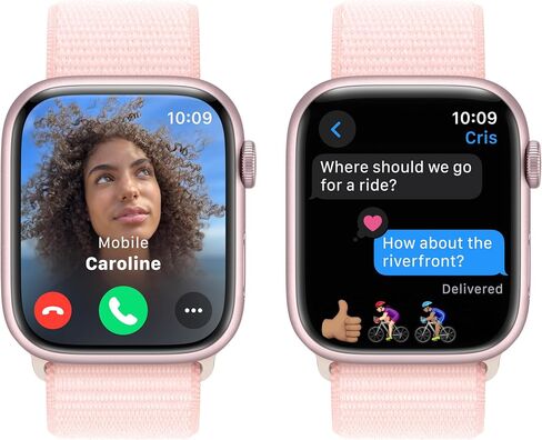 Apple Watch Series 9 [GPS 45mm] هيكل من الألومنيوم منتصف الليل مع حزام رياضي منتصف الليل، S/M (متجدد) in Kuwait