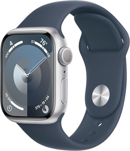 Apple Watch Series 9 [GPS 45mm] هيكل من الألومنيوم منتصف الليل مع حزام رياضي منتصف الليل، S/M (متجدد) in Kuwait