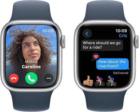 Apple Watch Series 9 [GPS 45mm] هيكل من الألومنيوم منتصف الليل مع حزام رياضي منتصف الليل، S/M (متجدد) in Kuwait