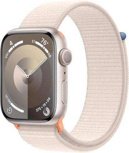 Apple Watch Series 9 [GPS 45mm] هيكل من الألومنيوم منتصف الليل مع حزام رياضي منتصف الليل، S/M (متجدد) in Kuwait