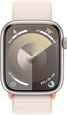 Apple Watch Series 9 [GPS 45mm] هيكل من الألومنيوم منتصف الليل مع حزام رياضي منتصف الليل، S/M (متجدد) in Kuwait