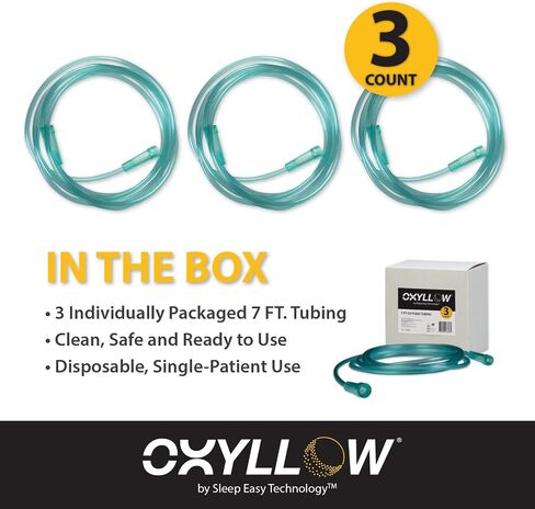 أنابيب الأكسجين Oxyllow Premium 7 FT: | 1 عدد | 6 قنوات تدفق هواء مقاوم للالتواء | لون أخضر عالي الوضوح | موصلات نهاية عالمية | ملحق علاج الأكسجين الطبي المتين in Kuwait