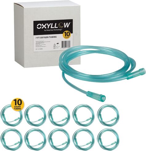 أنابيب الأكسجين Oxyllow Premium 7 FT: | 1 عدد | 6 قنوات تدفق هواء مقاوم للالتواء | لون أخضر عالي الوضوح | موصلات نهاية عالمية | ملحق علاج الأكسجين الطبي المتين in Kuwait
