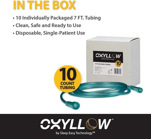 أنابيب الأكسجين Oxyllow Premium 7 FT: | 1 عدد | 6 قنوات تدفق هواء مقاوم للالتواء | لون أخضر عالي الوضوح | موصلات نهاية عالمية | ملحق علاج الأكسجين الطبي المتين in Kuwait