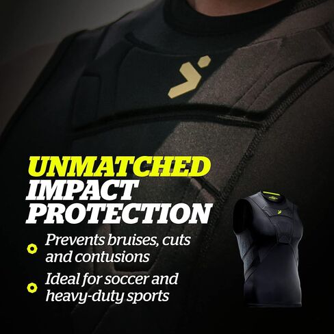 قميص داخلي من Storelli BodyShield، طبقة أساسية واقية لكرة القدم، جزء علوي مضغوط خفيف الوزن مع حماية مبطنة للصدر والضلع in Kuwait