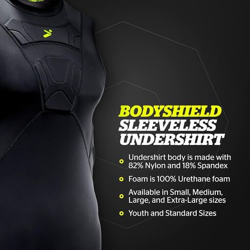 قميص داخلي من Storelli BodyShield، طبقة أساسية واقية لكرة القدم، جزء علوي مضغوط خفيف الوزن مع حماية مبطنة للصدر والضلع in Kuwait