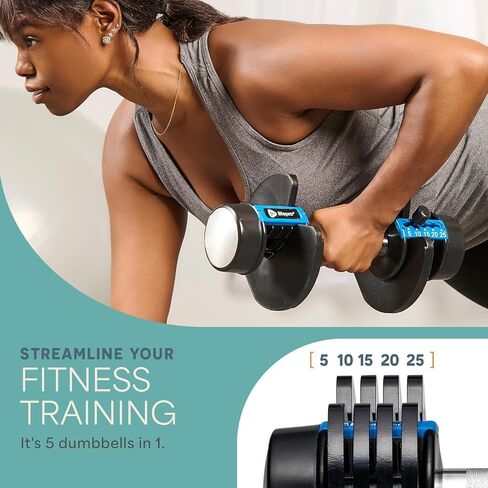 LifePro Adjustable Dumbbell Set/Single – 90lb, 25lb Dumbbells Set of 2, and Single piece - Quick Change Rotating Hand Weights for Women/Men at Home Gym Weight System, Ideal for Home Strength Training in Saudi Arabia