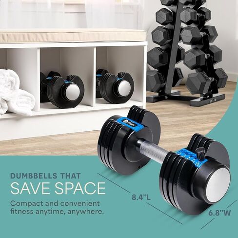 LifePro Adjustable Dumbbell Set/Single – 90lb, 25lb Dumbbells Set of 2, and Single piece - Quick Change Rotating Hand Weights for Women/Men at Home Gym Weight System, Ideal for Home Strength Training in Saudi Arabia