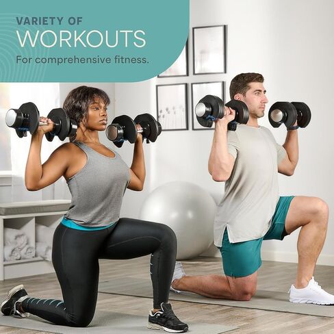 LifePro Adjustable Dumbbell Set/Single – 90lb, 25lb Dumbbells Set of 2, and Single piece - Quick Change Rotating Hand Weights for Women/Men at Home Gym Weight System, Ideal for Home Strength Training in Saudi Arabia
