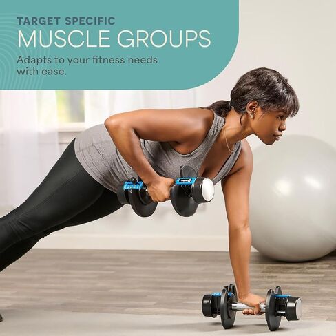 LifePro Adjustable Dumbbell Set/Single – 90lb, 25lb Dumbbells Set of 2, and Single piece - Quick Change Rotating Hand Weights for Women/Men at Home Gym Weight System, Ideal for Home Strength Training in Saudi Arabia
