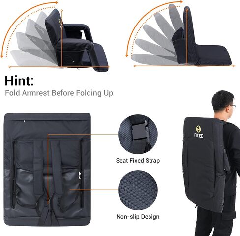 Nice C Heated Massage Stadium Seats, Floor Chair, Bleacher Chairs, Reclining Waterproof Cushion, Foldable, Thick Padding, with Shoulder Straps & Side Pockets in Saudi Arabia
