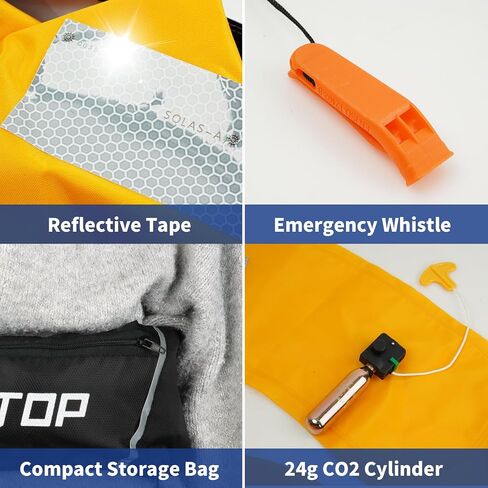 Owntop Manual Inflatable Belt Pack, Adults Swim Jacket with Blowpipe & Whistle, 24g CO2 Cylinder Included, Low Profile for Kayaking, Fishing, Paddle Sports in Kuwait