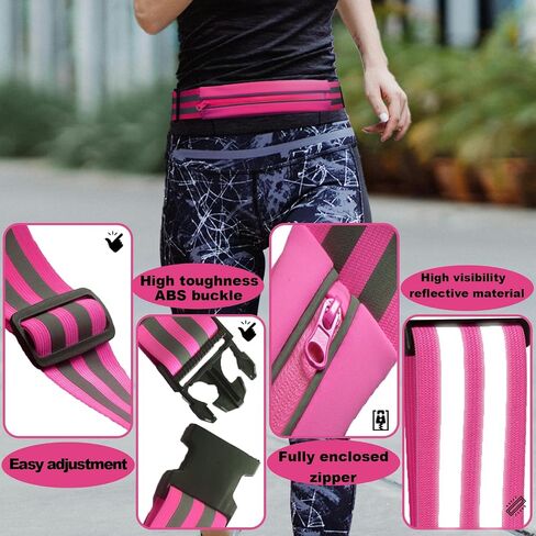 Running Belt Running Fanny Pack for Women and Men Phone Holder Runners Pouch Waist Belt Reflective Runners Belt Money Belt Exercise Waist for Workout Jogging Running Gear Accessories (Black） in Kuwait