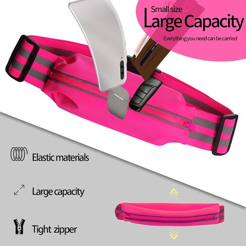 Running Belt Running Fanny Pack for Women and Men Phone Holder Runners Pouch Waist Belt Reflective Runners Belt Money Belt Exercise Waist for Workout Jogging Running Gear Accessories (Black） in Kuwait