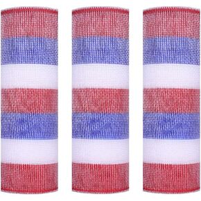 3 Rolls Jute Snowball Deco Mesh Ribbon for Wreath Making Supplies, 10 Inch x 30FT Metallic Foil Burlap Deco Mesh Fabric for DIY Crafts Christmas Tree New Year Wreath Swags and Decorating
