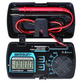 ALLOSUN Digital Multimeter Pocket Size DC AC Voltage Current Tester NCV Ohm Capacitance Frequency Diode and Continuity Test Auto Range (EM3085A (Upgraded))