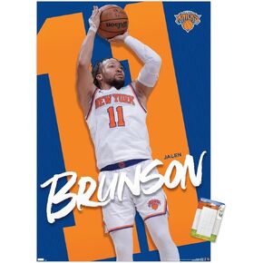 Trends International NBA New York Knicks - Jalen Brunson 24 Wall Poster, 22.37" x 34.00", Poster & Mount Bundle