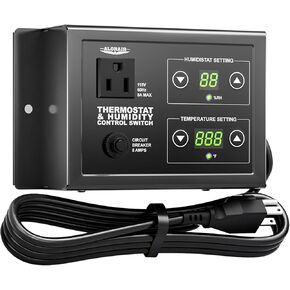 ALORAIR Adjustable Thermostat Humidity Temperature Control, with Socket and Overload Protector, Replacement Thermostat for Ventilation Fan, THCS-10