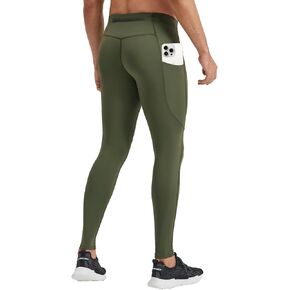 Yuerlian Men's Running Tights with 3 Pockets Workout Compression Base Layer Leggings Cycling Pants for Men Hiking Jogging