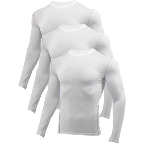 3 Pack Compression Shirts for Men Long Sleeve Football Undershirt Athletic Dry Shirts Performance Workout Baselayer