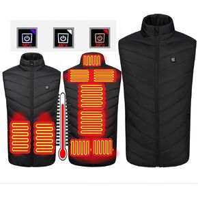 New Unisex Heated Vest with 3 Heating Levels, 9 Heating Zones, Washable Stand Collar Lightweight Zip Heated Vest