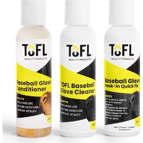 TOFL Baseball Glove Oil Breakin Kit | includes Glove Oil to Break in Gloves, Leather Cleaner and Glove Conditioner, 4.0 oz. each | for Leather Baseball Glove, Softball Glove, First & Catchers Mitt