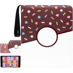 Card Binder Donuts TCGCard Holder Album Trading Cards Holder Zipper Binder for PTCG MTG YGO Collection (Pink Donut, 400 Pocket)