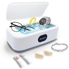 Sonic Jewelry Cleaner Ultrasonic Jewelry Pearl Cleaner Machine 49KHz 23oz(700ml) Ultrasonic Glasses Cleaner Machine for Watch,Ring,Eyeglass,Earring丨304 Stainless Steel Tank丨3 Timing Modes