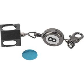 BORDSTRACT Retractable Billiards Pool Cue Chalk Holder, Portable Pool Snooker Chalk Holder, Octagonal Chalk Box with Belt Clip, Billiard Cue Tip Tool(Black)