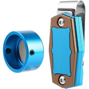 Magnetic Chalk Holder Pool Billiards Round Cue Chalk Holder Circle with Belt Clip Blue Brown (Blue Brown)