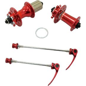 JOY INDUSTRIAL NOVATEC D791SB + D792SB MTB 32 Hole Disc Hubs w/Skewers,1 Pair, Red, NA2354