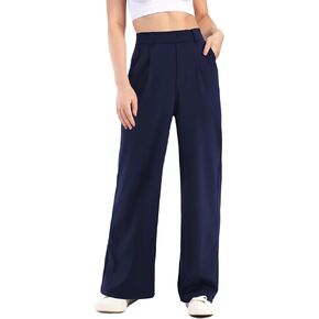 keriffe Women's Wide Leg Casual Pants High Waisted Stretch Dress Work Lounge Pants Loose Yoga Pants with Pockets