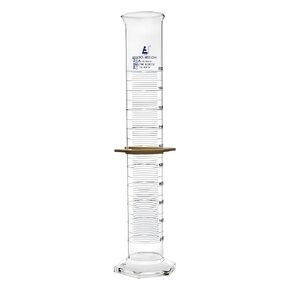 EISCO Graduated Cylinder, 2000mL - ASTM, Class A Tolerance ±6.00mL - Protective Collar, Hexagonal Base - Blue Graduations - Borosilicate 3.3 Glass